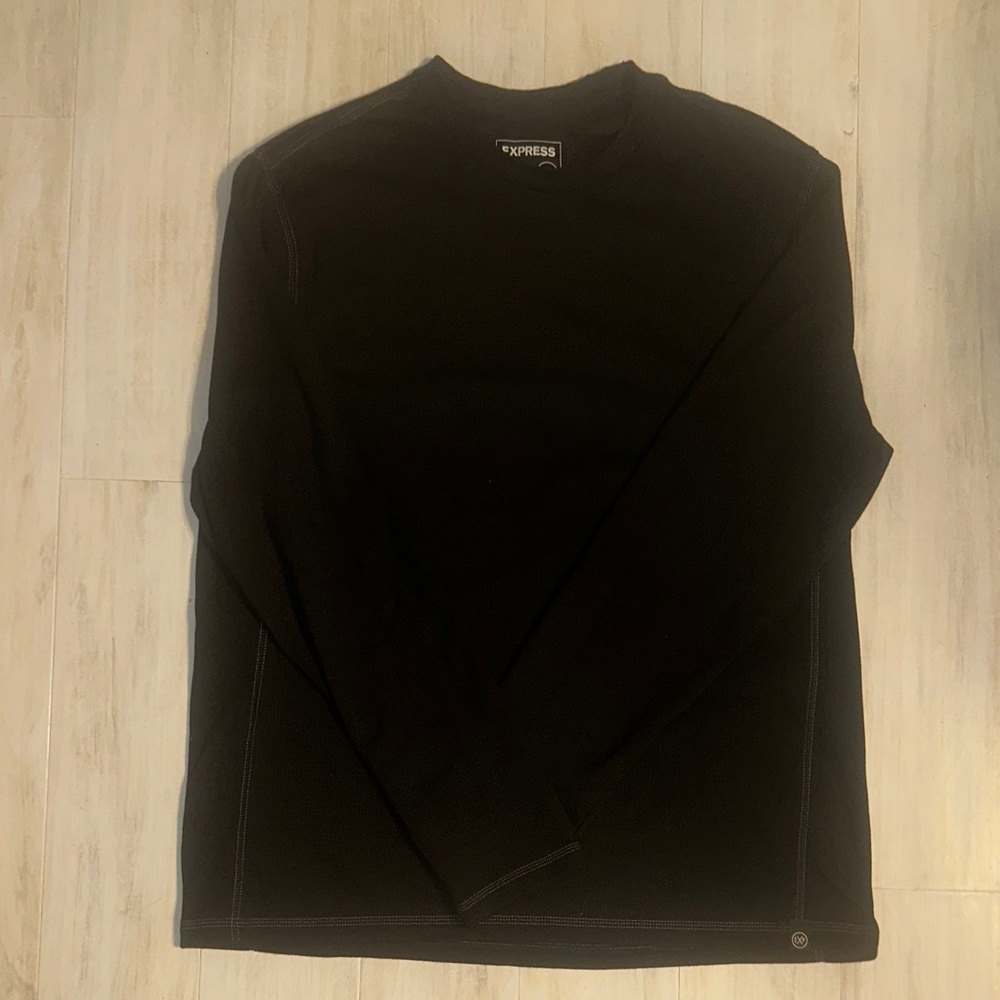 Express Men's Long Sleeve Black Casual Lightweight Soft Thermal Tee